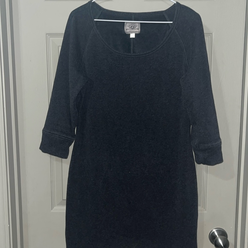 UGG Lirette Scoop Neck Heather Gray Sweatshirt Tunic Dress Large Lined